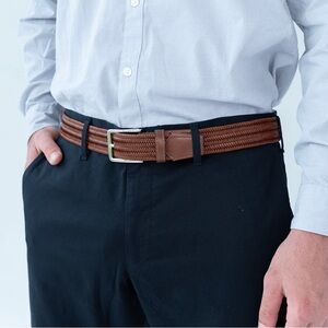 Elegant Brown Woven Leather Belt